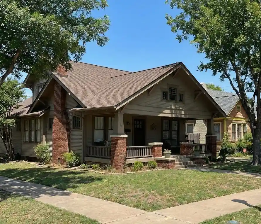 new-roof-gaf-class-4-on-bishop-arts-district-home service illustration showing new impact resistent roof on home in bishop arts district in dallas installed by edp roofing