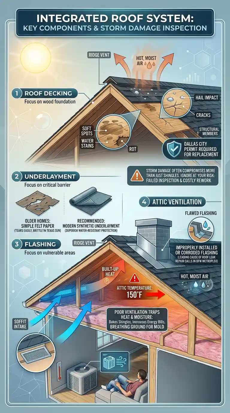 illustrating-key-roof-components-for-dallas-weather Showing a fully integrated roof system, designed for the weather in central and north TX