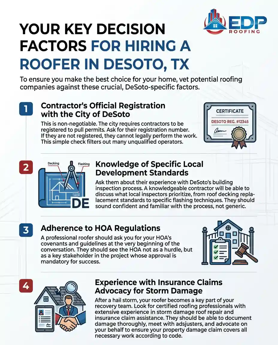 key-decision-factors-when-hiring-desoto-roofer-edproofing maintaining compliance during a re-roofing or new roof installation in DeSoto Tx