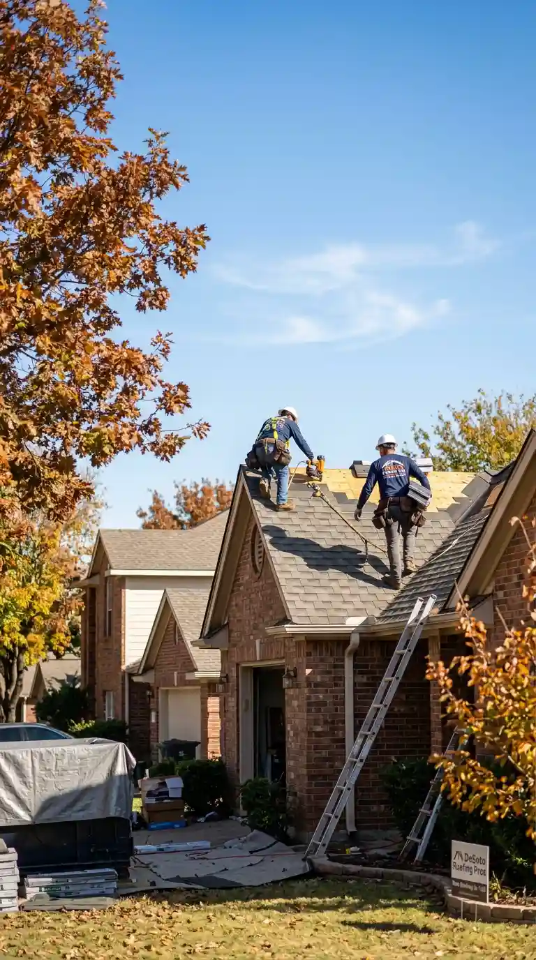 winter-roof-replacement-job-desoto-tx Deciding the cheapest time of year to replace a roof